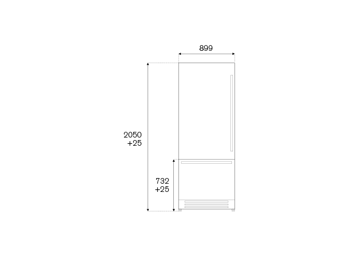 90 cm frigorifero ad incasso, panel installed apertura lato sinistro | Bertazzoni