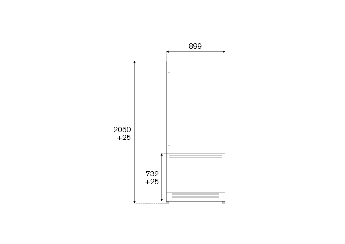 90 cm frigorifero ad incasso, panel installed apertura lato destro | Bertazzoni