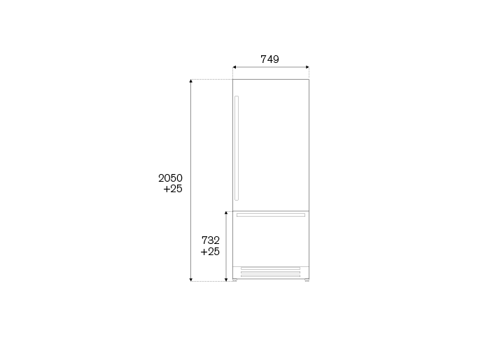 75 cm frigorifero ad incasso, panel installed apertura lato destro | Bertazzoni
