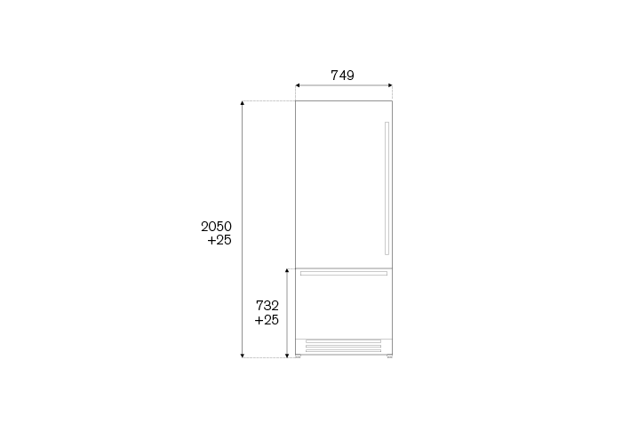 75 cm frigorifero ad incasso, panel installed apertura lato sinistro | Bertazzoni