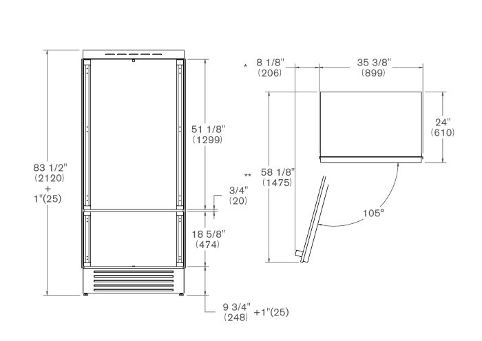 90 cm frigorifero ad incasso, panel ready apertura lato sinistro | Bertazzoni