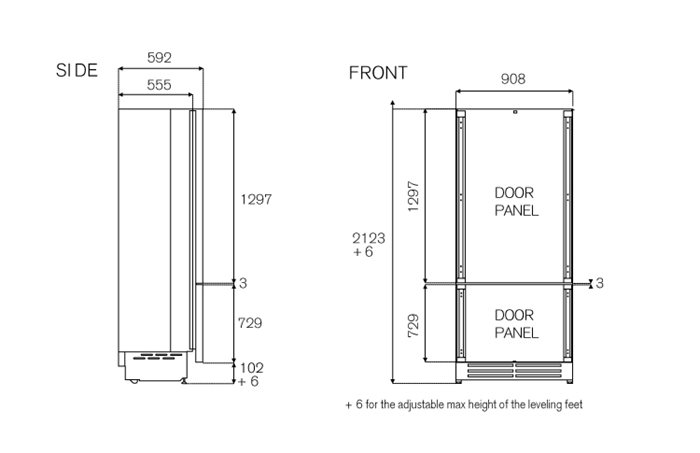 90cm frigorifero combinato da incasso con ice maker e distributore d'acqua | Bertazzoni