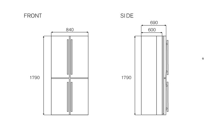 84 cm frigorifero cross door a libera installazione, acciaio inossidabile | Bertazzoni