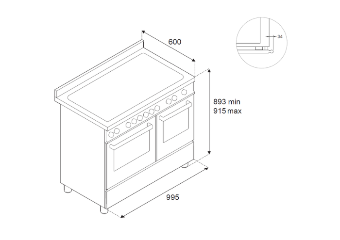 100 cm piano a induzione, forno elettrico doppio | Bertazzoni