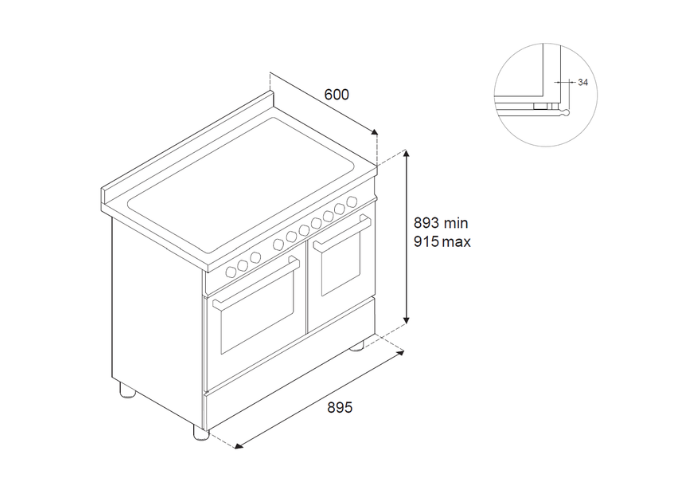 90 cm piano a induzione, forno elettrico doppio | Bertazzoni