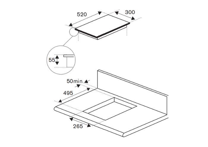 30 cm piano induzione, 2 zone cottura | Bertazzoni