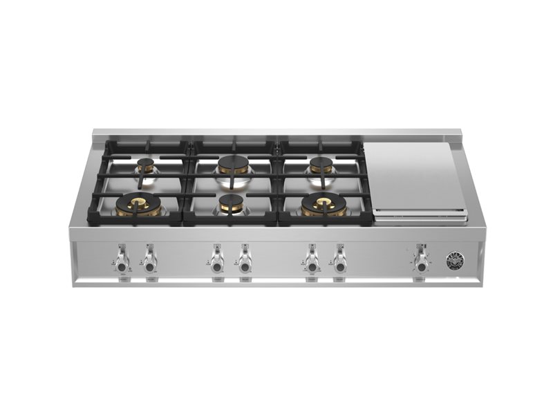 48 Gas Rangetop 6 brass burner + electric griddle